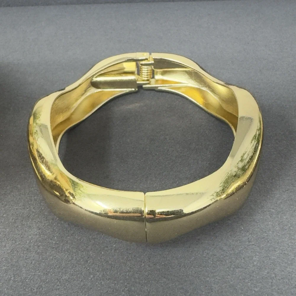 Lot Of 3 Gold Tone Cuff And Bangle Bracelet Statement Boho Runway Minimal